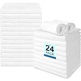 UNIMADE 24 Pack Hand Towels Set -Microfiber Highly Absorbent Gym Towels | Quick Drying Premium Wash Cloths for Bathroom, Salon, Gym, Shower, Hotel, and Spa(16x27 inch) - White- Bleach Resistant