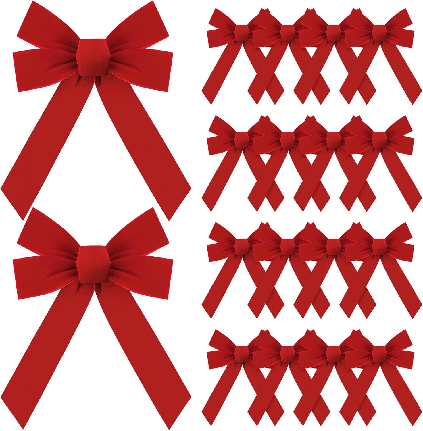 Bows & Ribbons - 24 Pieces Christmas Red Bow Christmas Red Velvet Bows Large Christmas Wreath Bow Xmas Tree Topper Ornament Bow for Garland Christmas Tree Decor, indoor Outdoor Holiday Decorations (9 x 13 Inches)