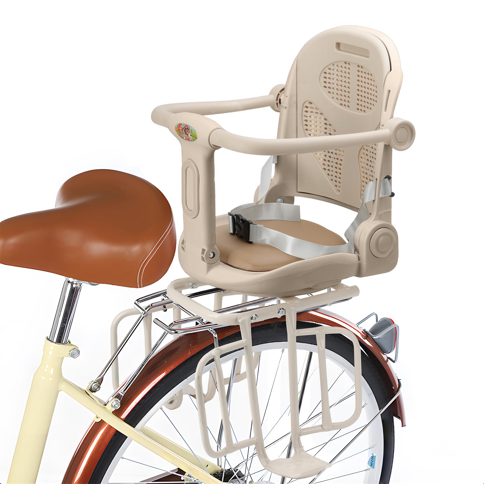 Photo 1 of Kid's Bike seat Rear Child Carrier Bike Chair for Bicycle Kids seat for Children,Kids Rear Mount Bike seat, Rear Frame Mounted child Bike Seats ,Toddler Bike Seat for Children 2~5Years khaki