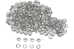 HARFINGTON 200set Grommets Kit Metal Eyelets 4.5mm 3/16" Hole Tiny Grommet for Shoes Clothes Belt Bag DIY Project, Silver Tone