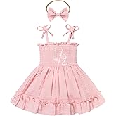 IMEKIS Baby Girl Strawberry One Birthday Outfit Boho Romper Dress Headband Summer Cake Smash Photo Shoot Clothes