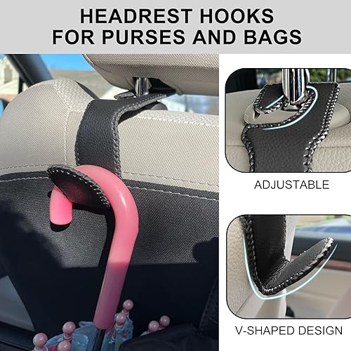 XBRN Headrest Hooks Leather Pack Car Seat Hooks, Clothes Hanger