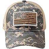 OYOANGLE Men's Y2K Camo Print Outdoor Cap American Flag Patched Mesh Adjustable Baseball Caps