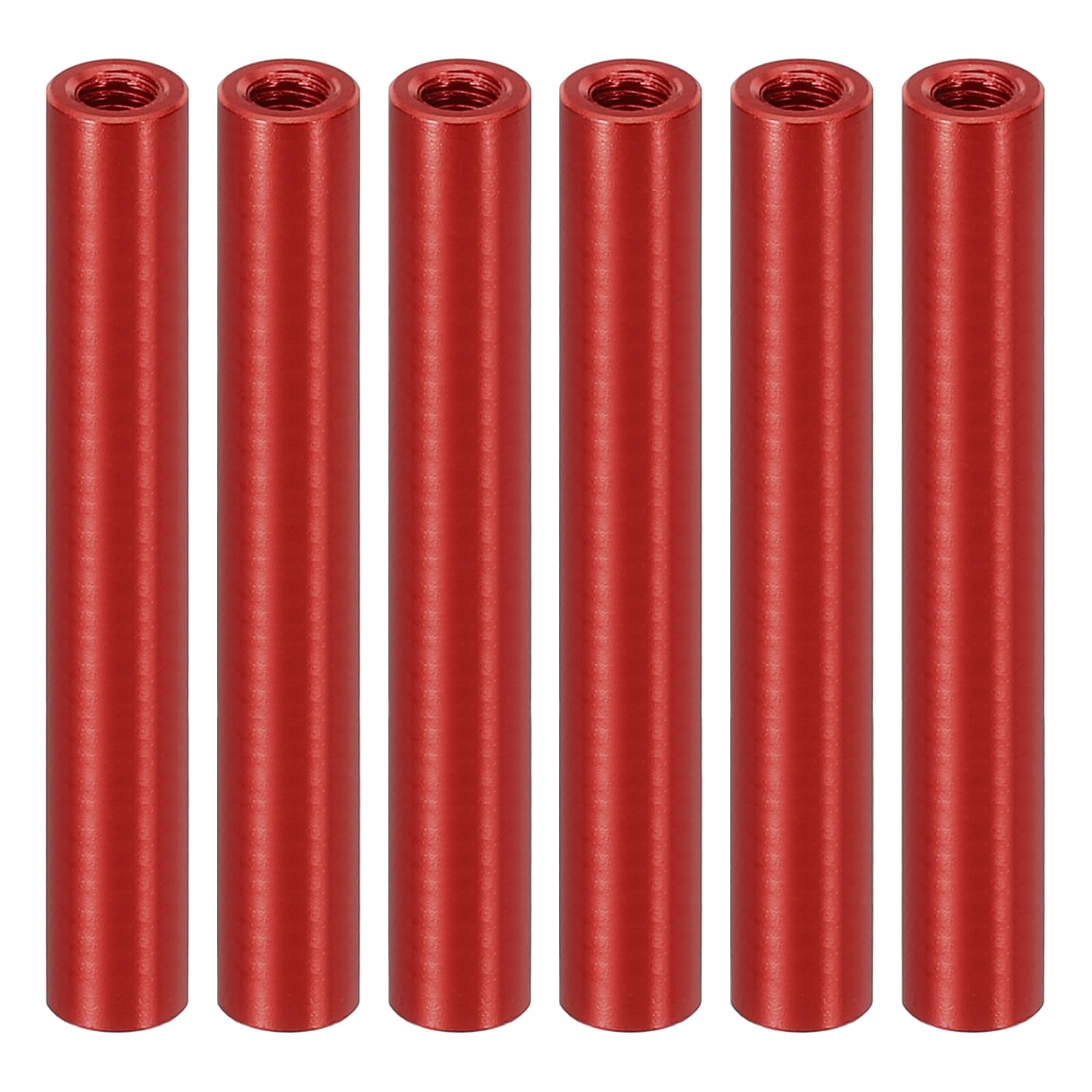 PATIKIL 6pcs M3 Metal Threaded Standoff Spacer Nuts, Round Aluminum Spacers Female Coupling Screws, 1/8" ID x 3/16" OD, Red, (40mm L) โ image 1