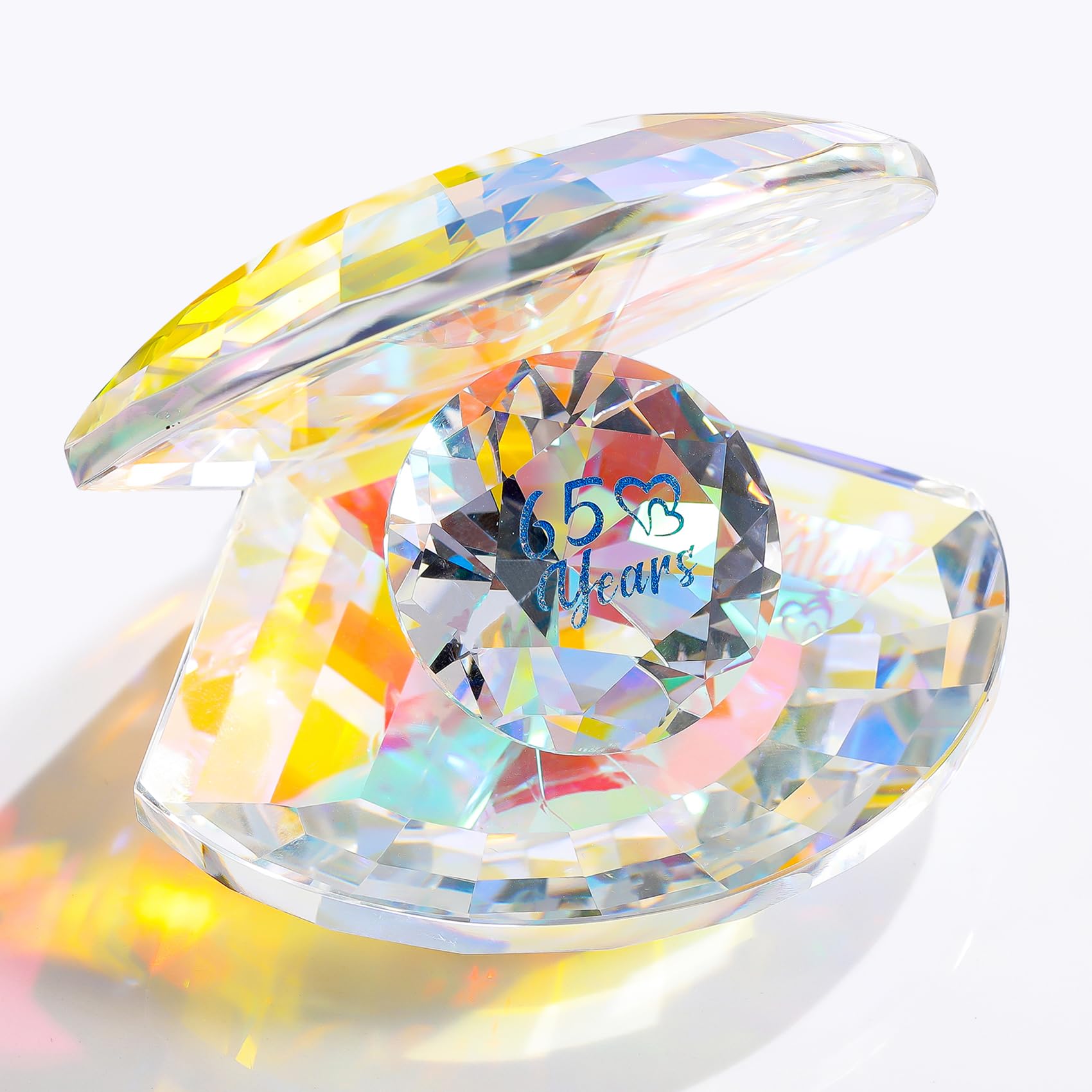 Crystal Shell Sapphire Wedding 65th Anniversary Romantic Gifts for Grandparents 65 Years Anniversary Presents Ideas for Couples Marriage Keepsake for Parents Party Decor Ornament