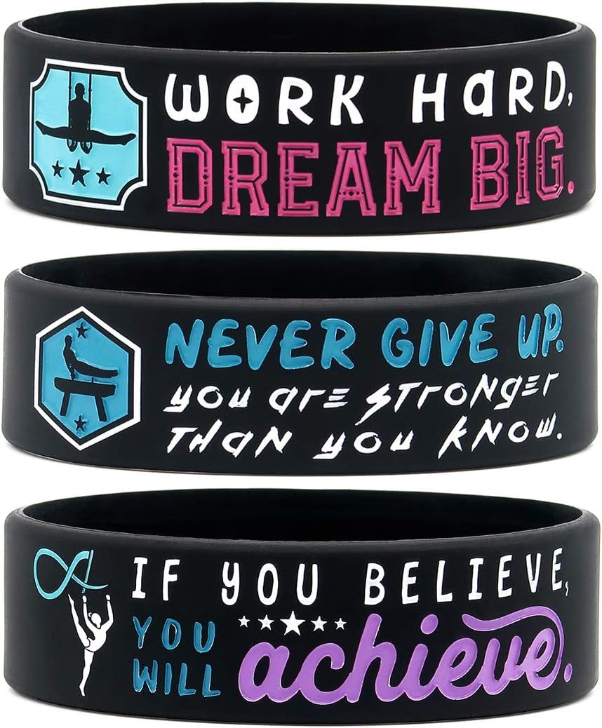 6 Pack Motivational Gymnastics Wristbands With Inspirational Quotes Gymnastics Gifts Jewelry Accessories For Gymnasts Team Awards Party Favors For Men Women Youth Teen Girls Boys Amazon Ca Health Personal Care