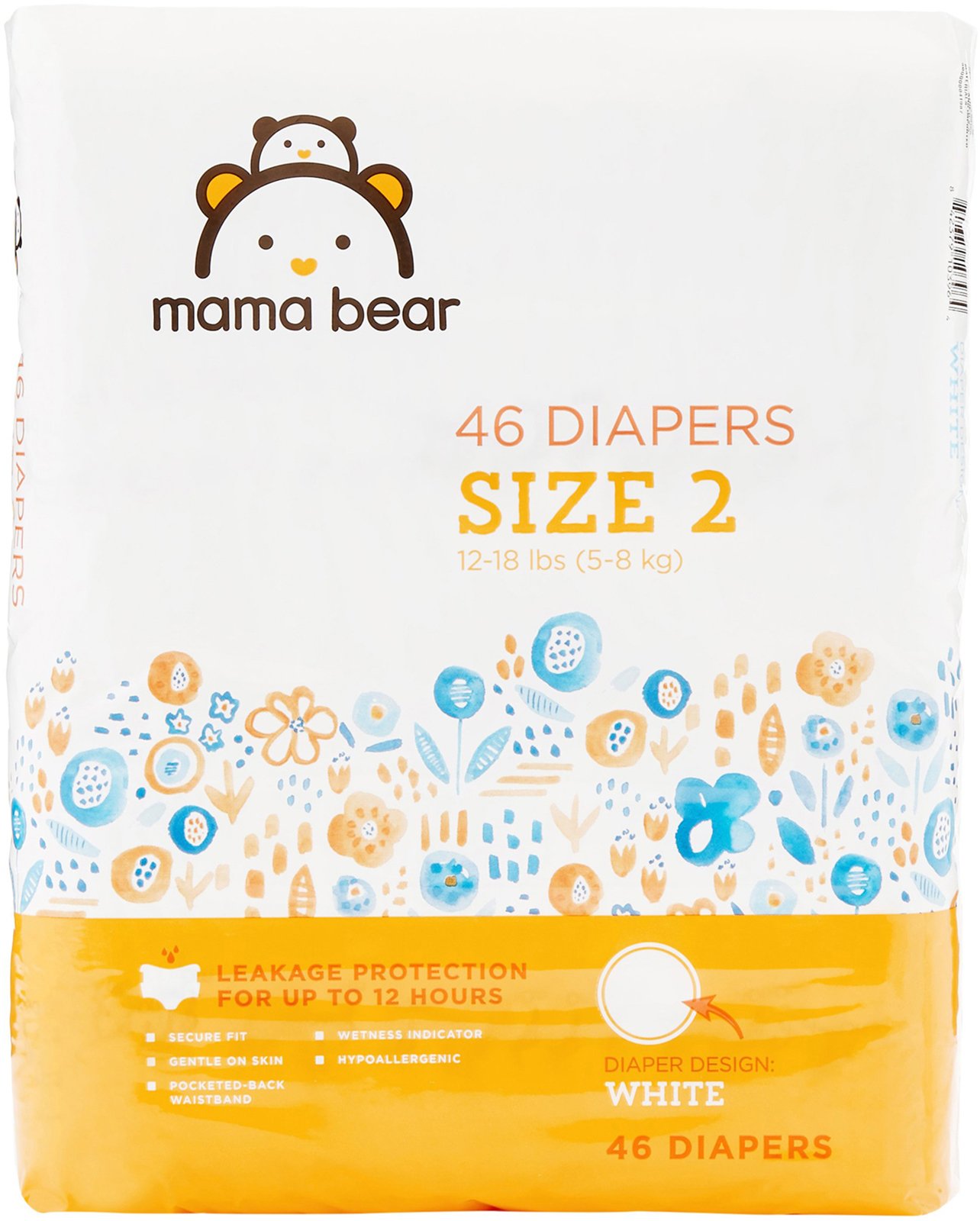 Amazon Brand - Mama Bear Diapers Size 2, 46 Count, White Print