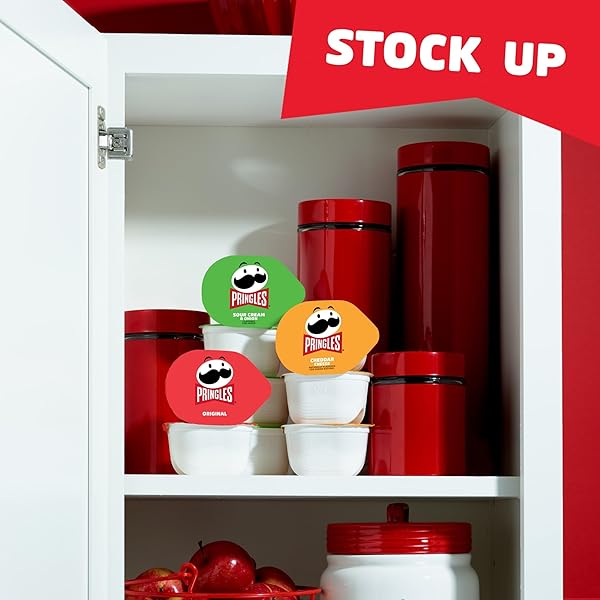 PRINGLES POTATO CRISPS CHIPS, LUNCH SNACKS, SNACK CUPS, VARIETY PACK, 12.9OZ BOX (18 CUPS)