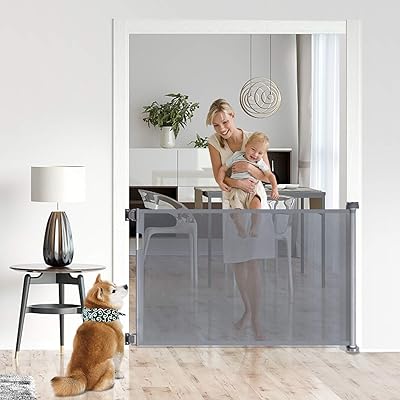 Sis&auml;&auml;nvedett&auml;v&auml; vauvaportin turvallisuus Lemmikkiel&auml;imet-Mesh-Gates - McKain Extra Leveys 59 tuumaa 33 tuumaa korkea lastenportti sis&auml;tiloissa sis&auml;&auml;nvedett&auml;v&auml; portti oviaukkojen porteille