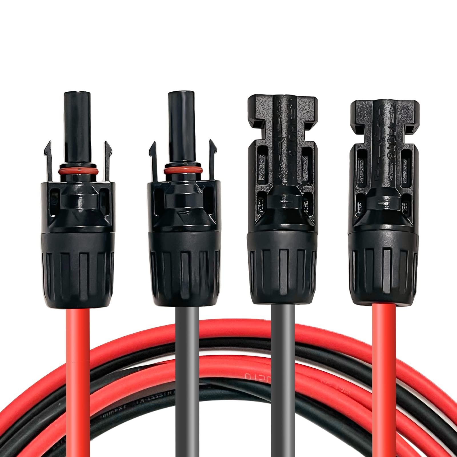 Professional Connection Cable Extension Cable (6 mm²/4 mm²), Solar Cable with Mounted Solar Plug on Both Sides, Red and Black Lines (6 mm³/1 m)