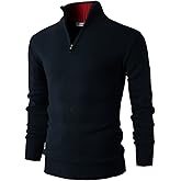 H2H Mens Quarter Zip Pullover Sweater Casual Slim Fit Polo Sweater