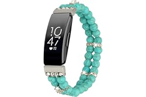 Wongeto Compatible with Fitbit Inspire 2 & Inspire/Inspire HR Bands,Fashion Handmade Elastic Stretch Pearl Bracelet Women Replacement Strap for Fitbit Inspire accssorises