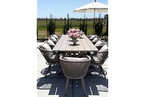 PURPLE LEAF 11 Pieces Patio Dining Set Wicker Outdoor Furniture Rectangular Table and Chairs Set for Garden Deck Aluminum Frame Backyard Kitchen Set, Cushions and Pillows Included Champagne