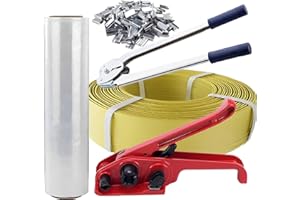 NEWANRAN Pallet Strapping Kit, Packaging Banding Strapping Kit Tensioner Tool, 4000" Length Poly Strapping, with Stretch Film, for Packaging Strapping