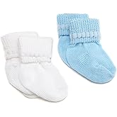 Jefferies Socks Baby Girls Boys Rock-A-Bye Bootie Socks 6 Pack, White/Blue, 9-18 Months
