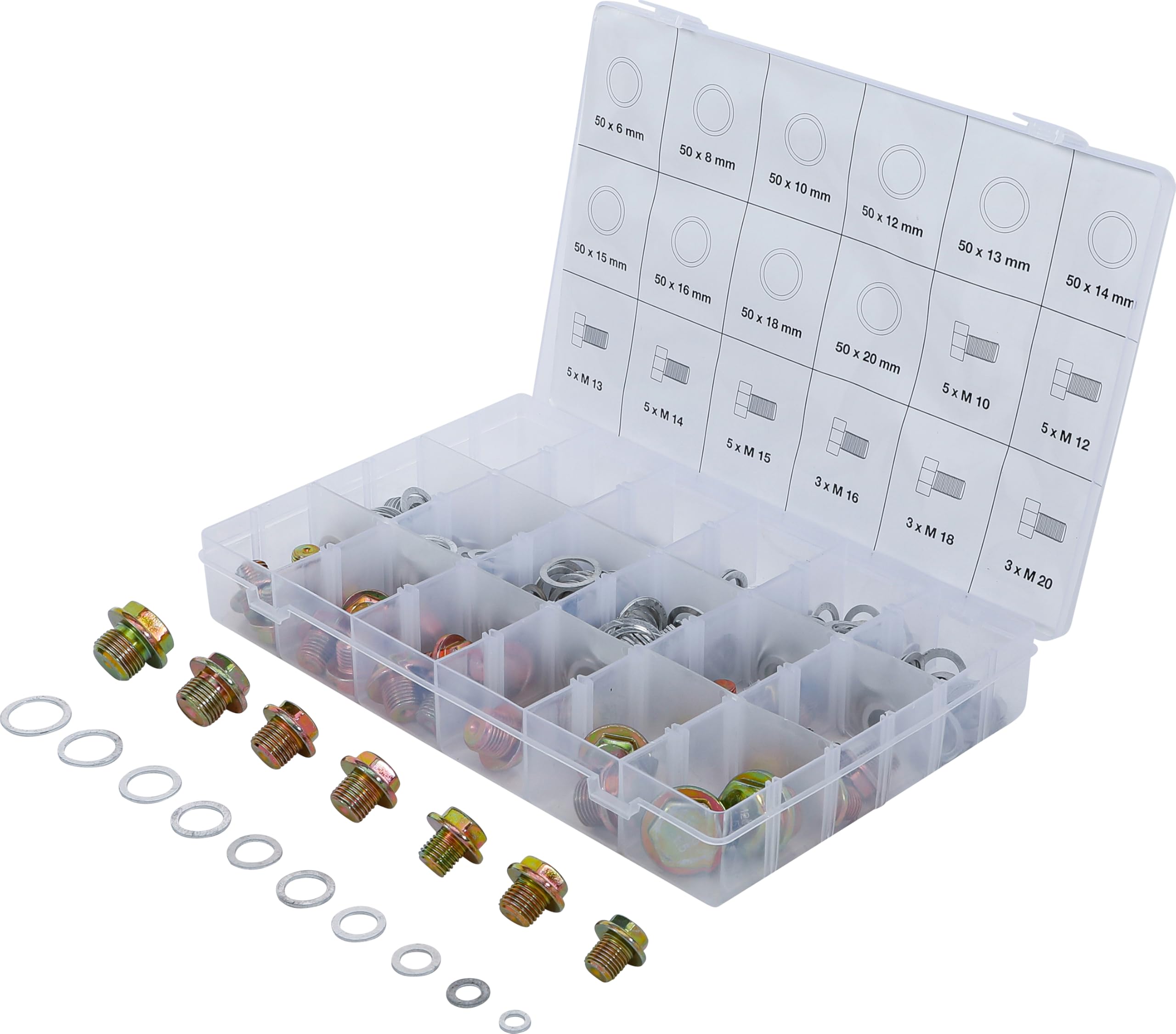 BGS 8119 | Oil Drain Plug Screws and Aluminium Seal Ring Assortment | 534 pcs.