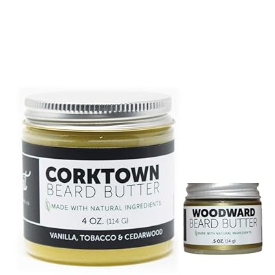 Detroit Grooming Co. Beard Butter Combo - Corktown (4oz) i Woodward (0,5oz) - Essential Oils, Natural, Planta-Based Ingredients Nourish, Promove Beard Growth - Hold Beard Balm for Bey for Best Styling