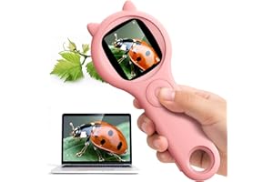 ASHFLY Portable Handheld Mini Digital Microscope for Kids - Educational Science Toys, Christmas & Birthday Gifts for Age 5 6 7 8 9 10 11 12 Girls & Boys (Pink)