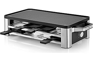 WMF Lono Raclette Grill mit Pfännchen und Schiebern, Raclette 8 Personen, 1500 W, edelstahl matt