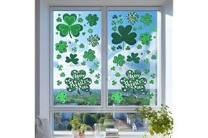 GARDEASY 106PCS St Patricks Day Window Clings, Shamrock Window Stickers for St Patricks Day Decorations, Reusable Static Spring Window Clings