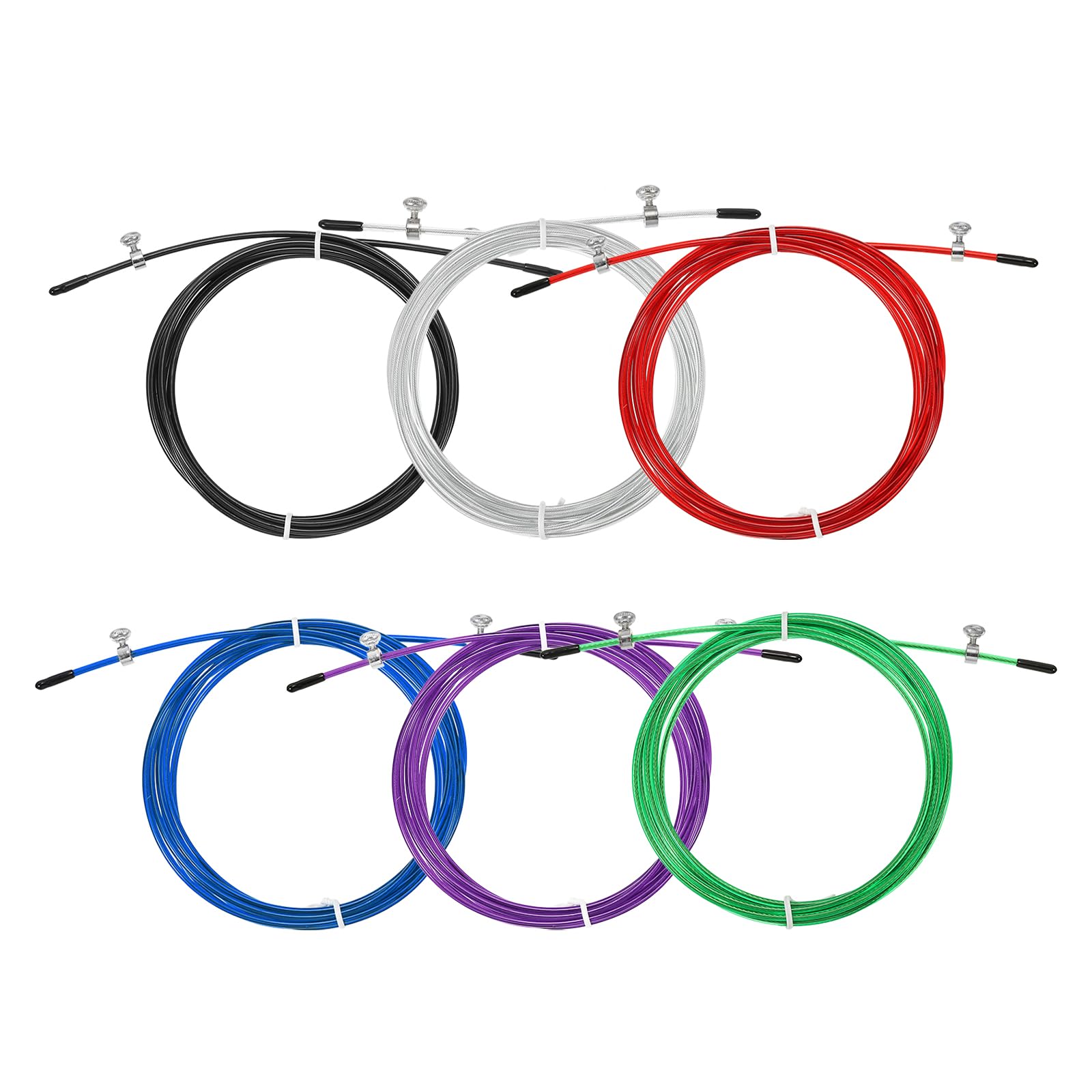 PATIKIL 10Ft Speed Jump Rope Replacement Cable, 6 Pack 2.5mm Professional Skipping Rope Steel Wire Replace for High Speed Jump Ropes, Multicolor