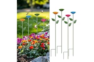 Yonisun 4 Pack Bee Watering Station,Colorful Metal Insect Bath Feeder for Garden, Butterfly Feeder and Bird Drinking with Flower Design, Outdoor Yard Decor (Red, Blue,Yellow, Green)