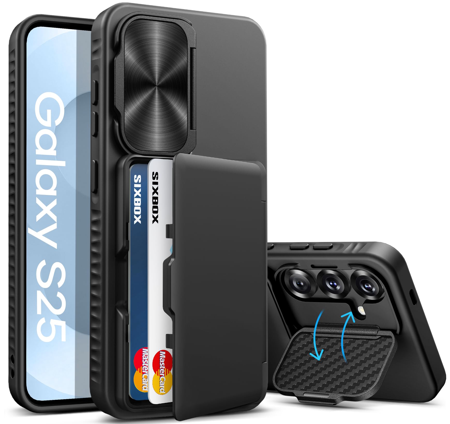 SIXBOX for Samsung Galaxy S25 Case Wallet, Built-in