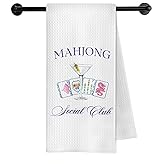 METNBASYY Chinoiserie Mahjong Martini Kitchen Towels, Mahjong Lover Player Gifts Dish Tea Towels, Gifts for Martini Cocktail Lovers Decorative Hand Towel for Kitchen Bar Cart, 16x24 Inch