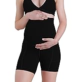 Sunzel Women's Maternity Yoga Shorts with Pockets Over The Belly Pregnancy High Waisted Comfy Stretchy Biker Workout Shorts
