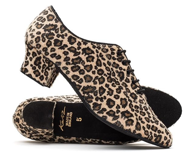 Handmade Shoes Dancewear Women Black Leopard Animal Print Suede Sole Lace up 
