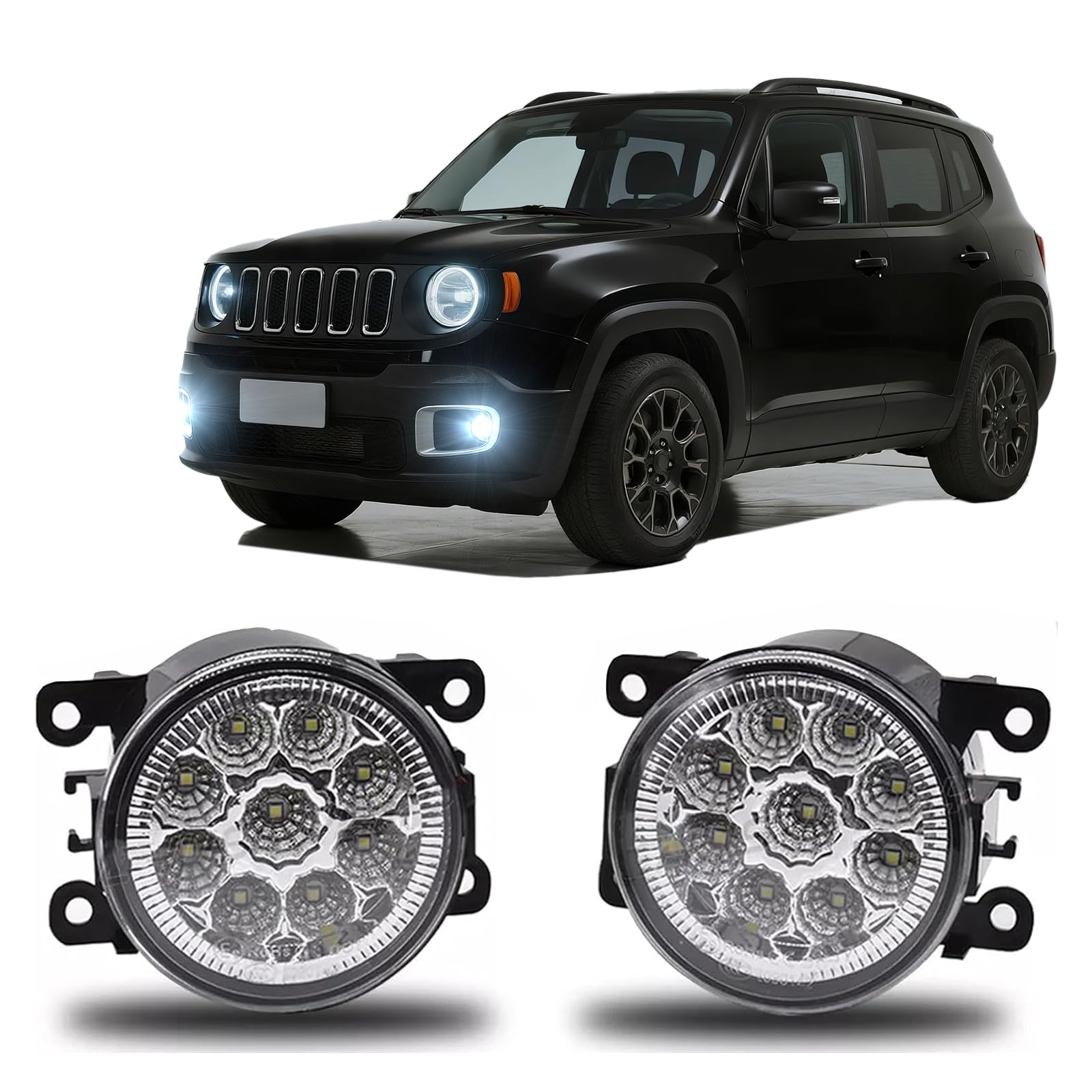 Photo 1 of qobsos Fog Light Lamp 3.5 Inch Pair For 2015-2018 Jeep Renegade Clear Lens Bumper Replacement,45W,6000k,pack of 2