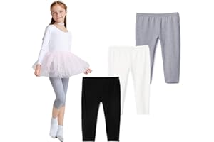 THEE BRON Girls Capri Leggings Basic Cotton Pants Leggings for Toddler Kids
