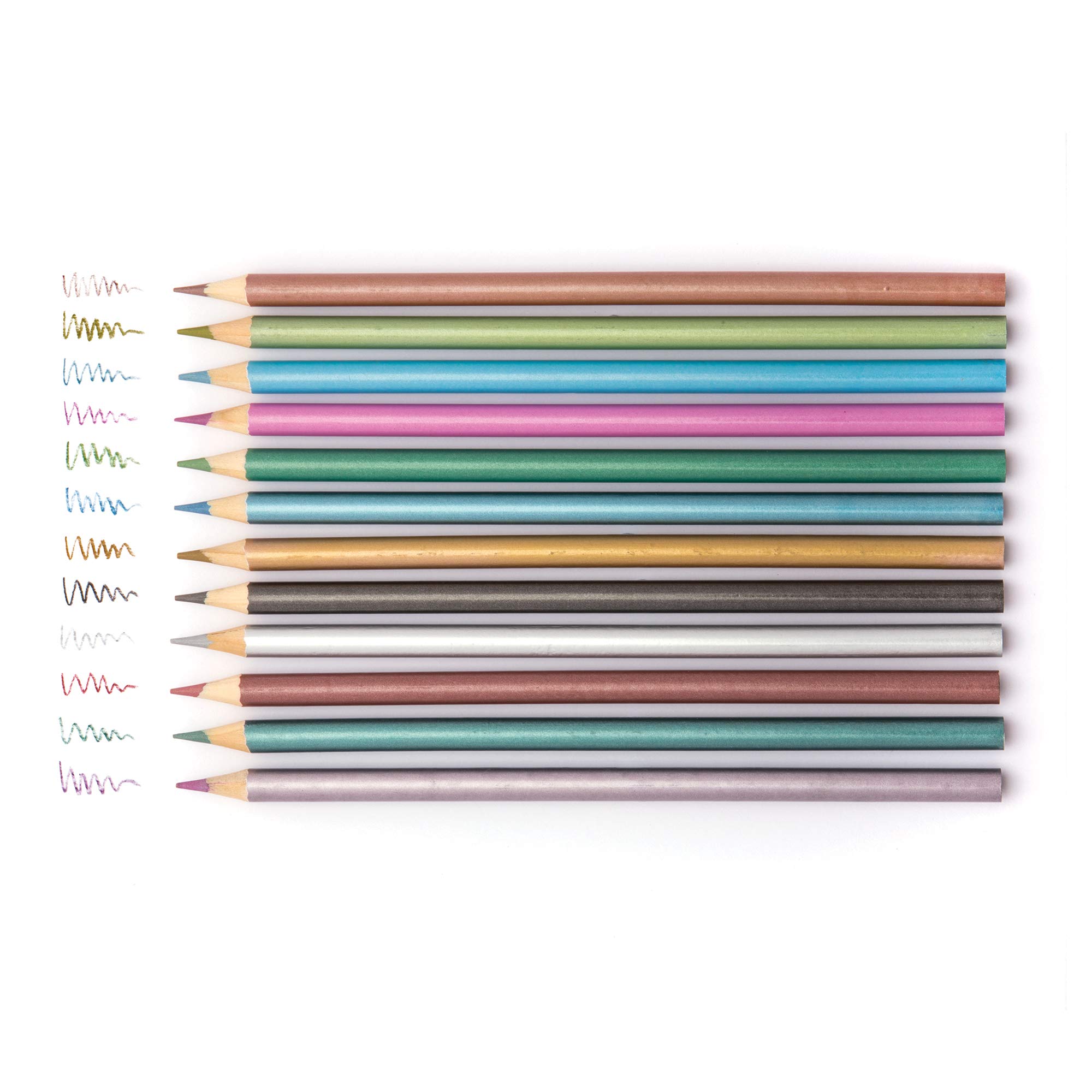 Baker Ross AR934 metallic colours pencils - pack of 12, colouring pencils for crafts