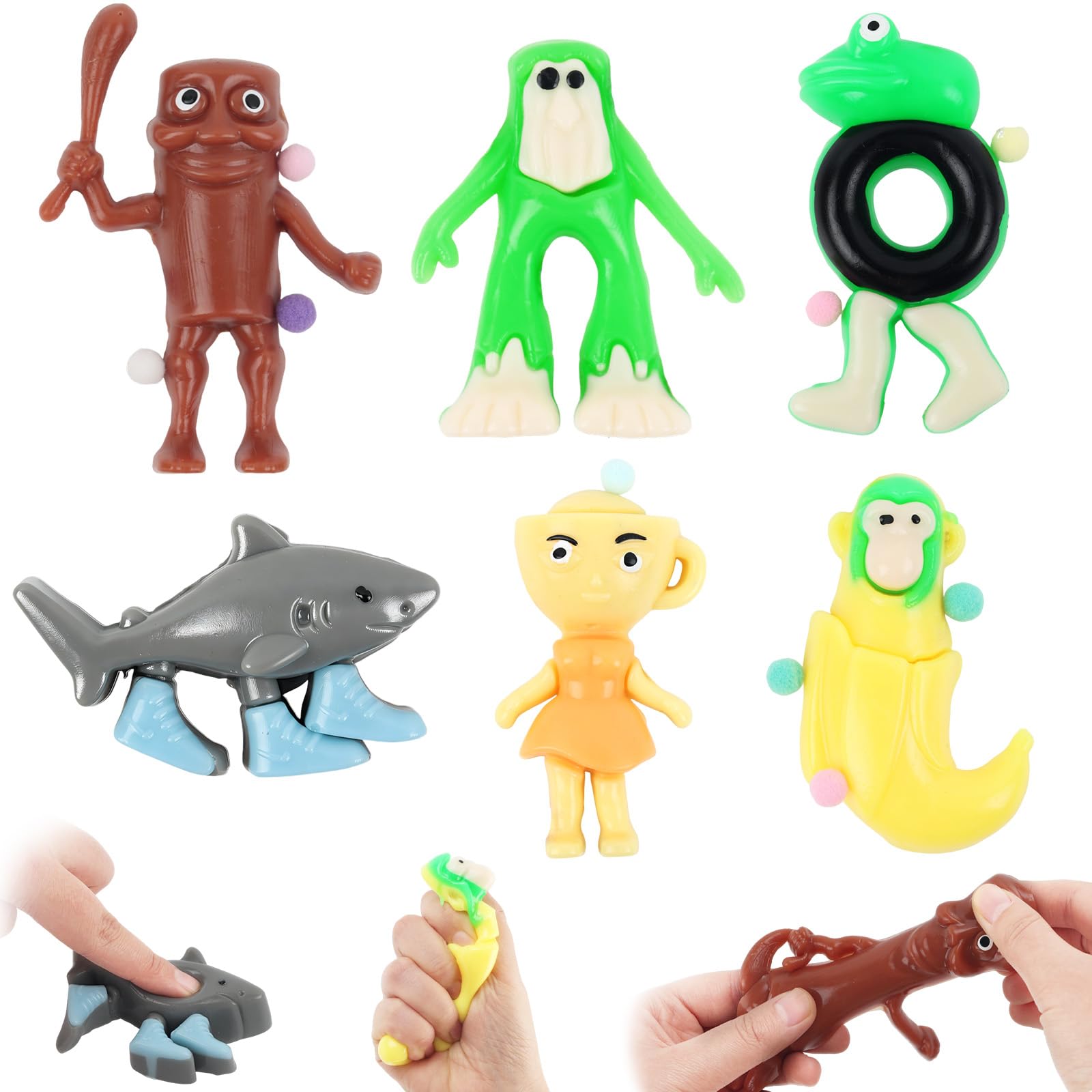 6Pcs Squishy Toys,Brai-rot Toys, Tung Tung Sahur Tabba Squishies Kit, Squishy Stress Relief Tools, Animals Squishies Soft Squeeze Fidget Toys Kawaii Stress Relief Toys for Boys Girls Adults