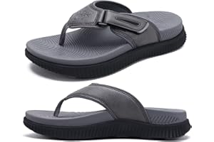 KuaiLu Mens Orthotic Flip Flops Men's Recovery Walking Sandals Adjustable Thick Athletic Cushion Sport Slides for Man, Water 