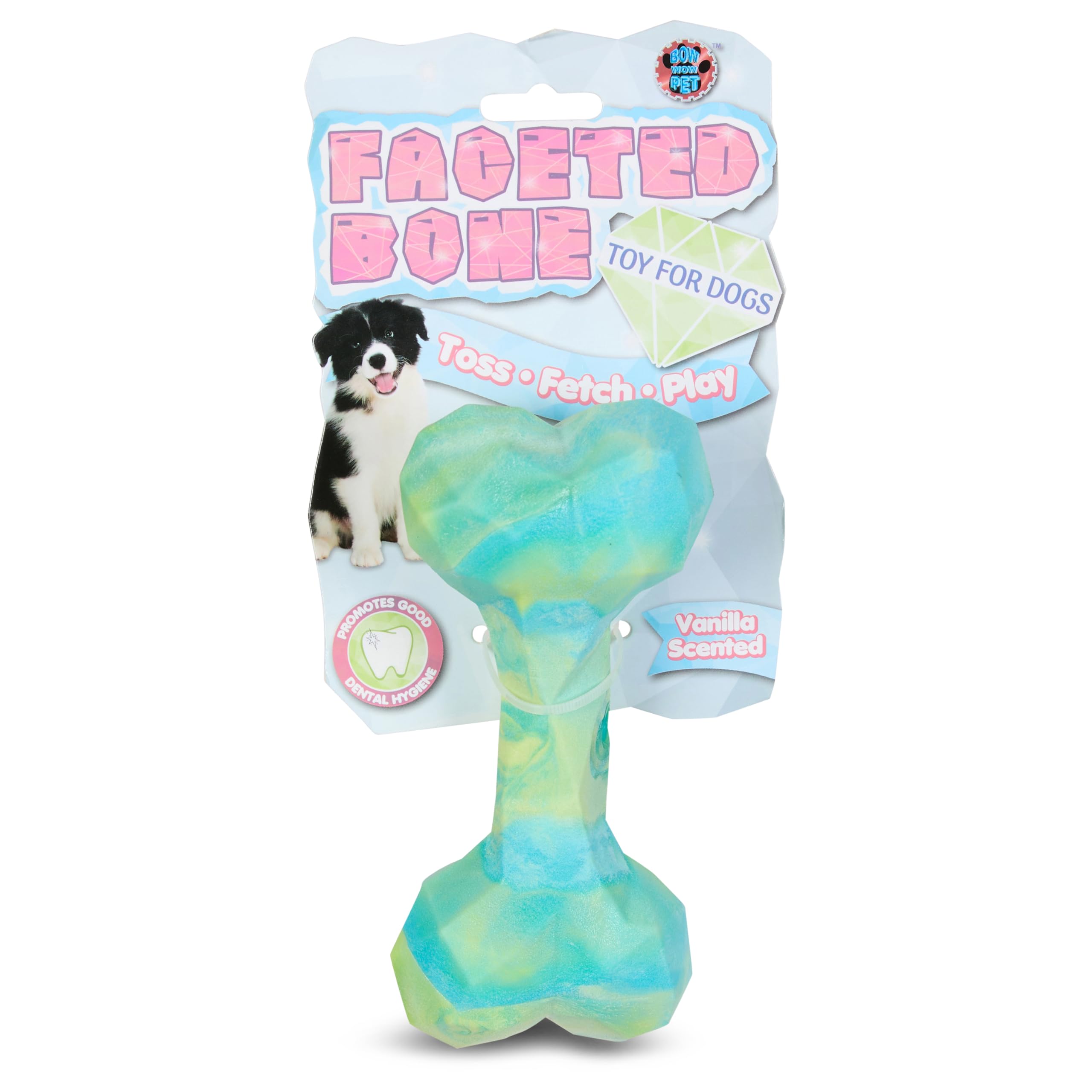 Photo 1 of ***2 pack***Bow Wow Pet Ombre Geo Bone Dog Chew Toy – Tough TPR Build, Vanilla Scented – Heavy Duty Bone for Aggressive Chewers