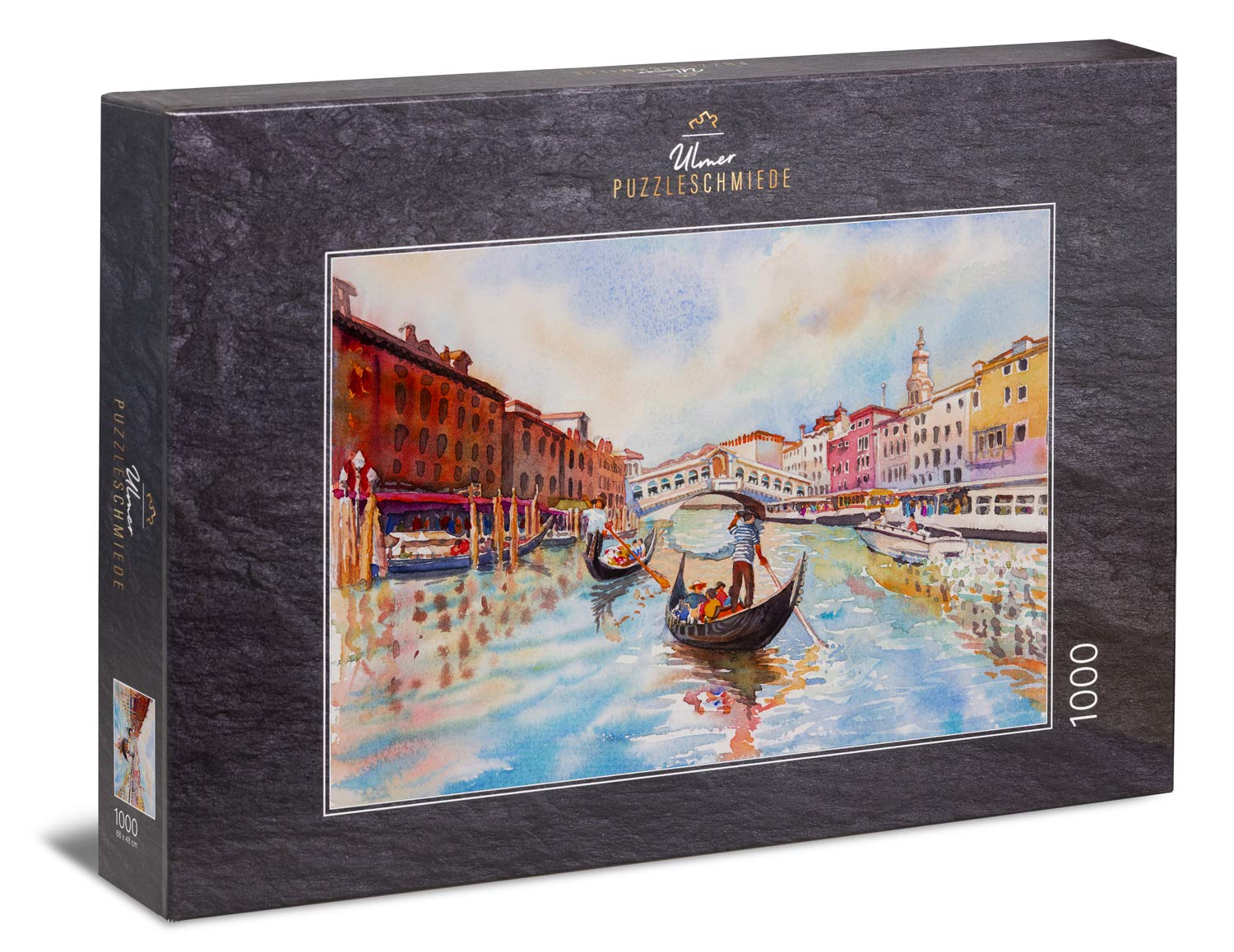 Ulmer Puzzleschmiede - Puzzle "Gondolier": 1000 pieces jigsaw puzzle - Picturesque Venice motif with Venice boats