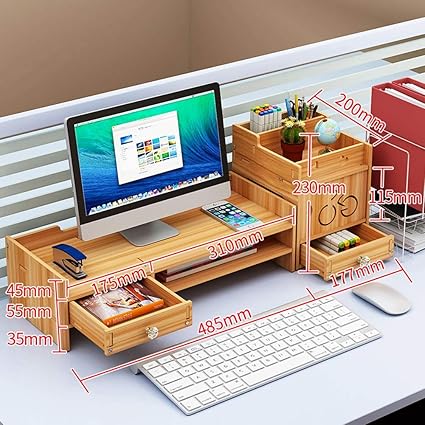 Support De Moniteur En Bois Avec Organisateur De Bureau De Stockage De Tiroirs Support De Moniteur D Ordinateur Portable Pour Ordinateur Portable Cherry Wood C Sans Serrure Amazon Fr Fournitures De Bureau