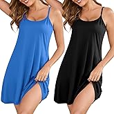 Marvmys 2 Pack Sleeveless Nightgowns for Women Spaghetti Strap Sleep Dress Sexy Sleepwear Short Night Gowns S-3XL