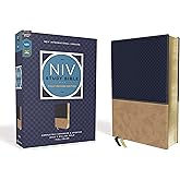 NIV Study Bible, Fully Revised Edition (Study Deeply. Believe Wholeheartedly.), Leathersoft, Navy/Tan, Red Letter, Comfort Print
