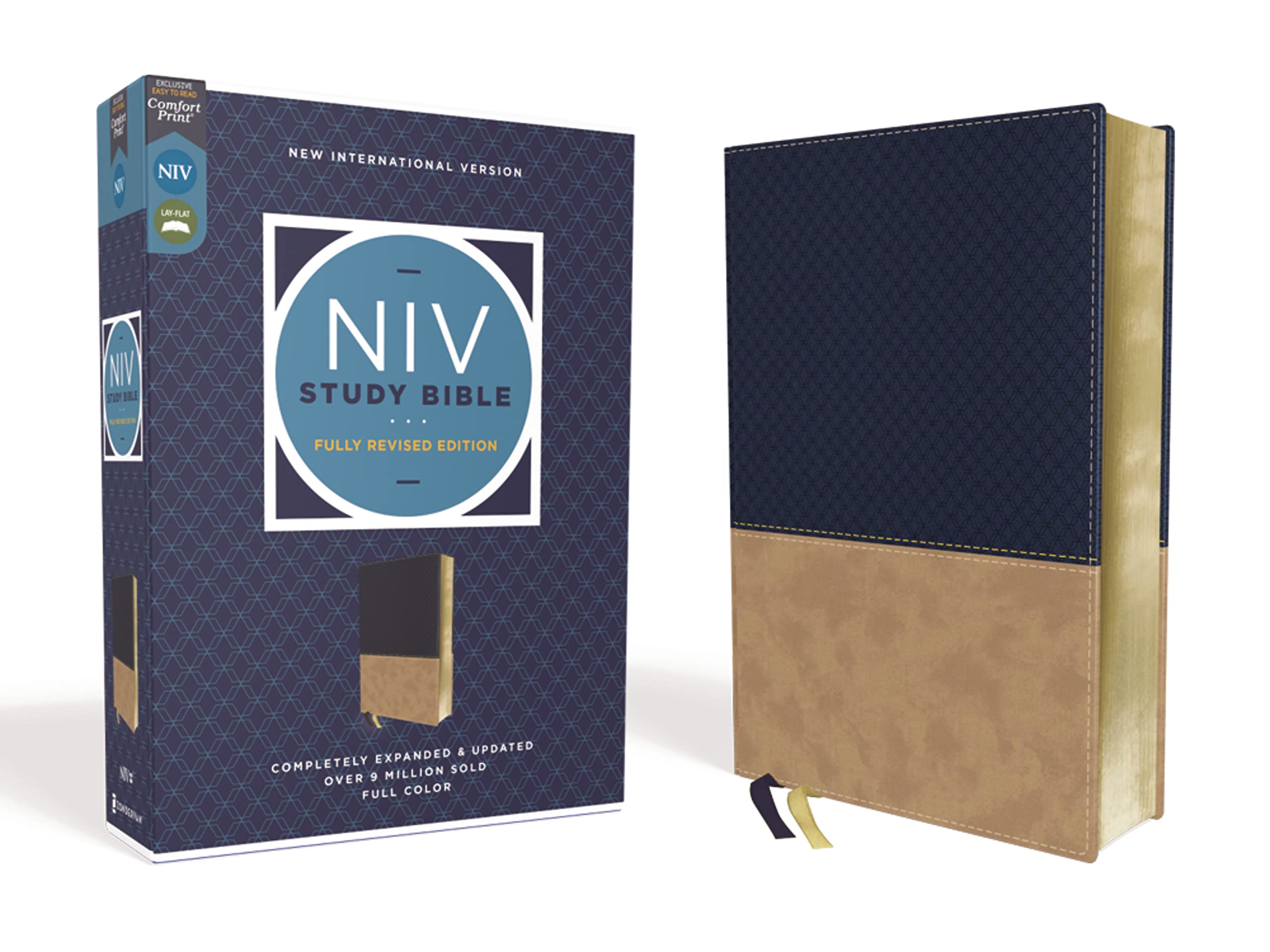 NIV Study Bible, Fully Revised Edition (Study Deeply. Believe Wholeheartedly.), Leathersoft, Navy/Tan, Red Letter, Comfort Print NIV Study Bible, Fully Revised Edition (Study Deeply. Believe Wholeheartedly.), Leathersoft, Navy/Tan, Red Letter, Comfort Print Imitation Leather