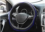 ISTN Microfiber Leather Car Steering Wheel Cover 15 inch D Shape Black/Blue view 2