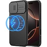 Nillkin Magnetic for iPhone 16 Pro Max Case, Upgraded Slide Camera Cover, Compatible with Magsafe, Slim Thin Phone Case for 16 Pro Max 6.9 inch, Black