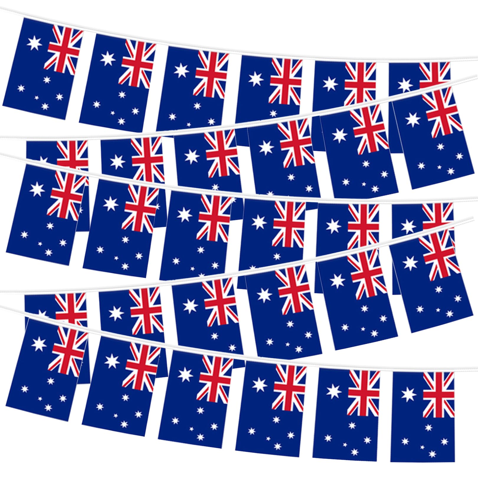 Jc.upin 8M Australian Flag Bunting,25 Pcs Small Australia Flag,PVC Bunting Banner Australia Day Party Decoration for Indoor Outdoor Sporting Events, Street Parties,Festivals and Celebration