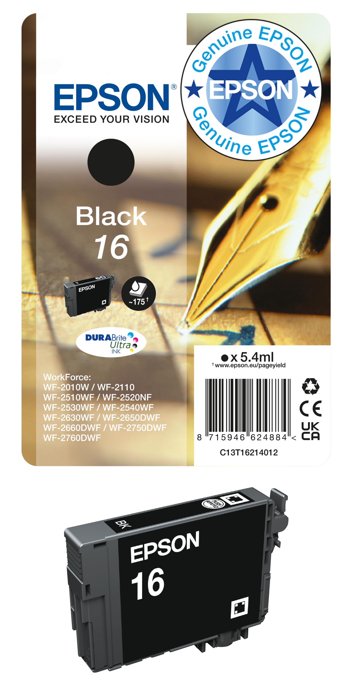 Epson Pen & Crossword Ink Cartridge for Workforce WF-2010W Series - Black