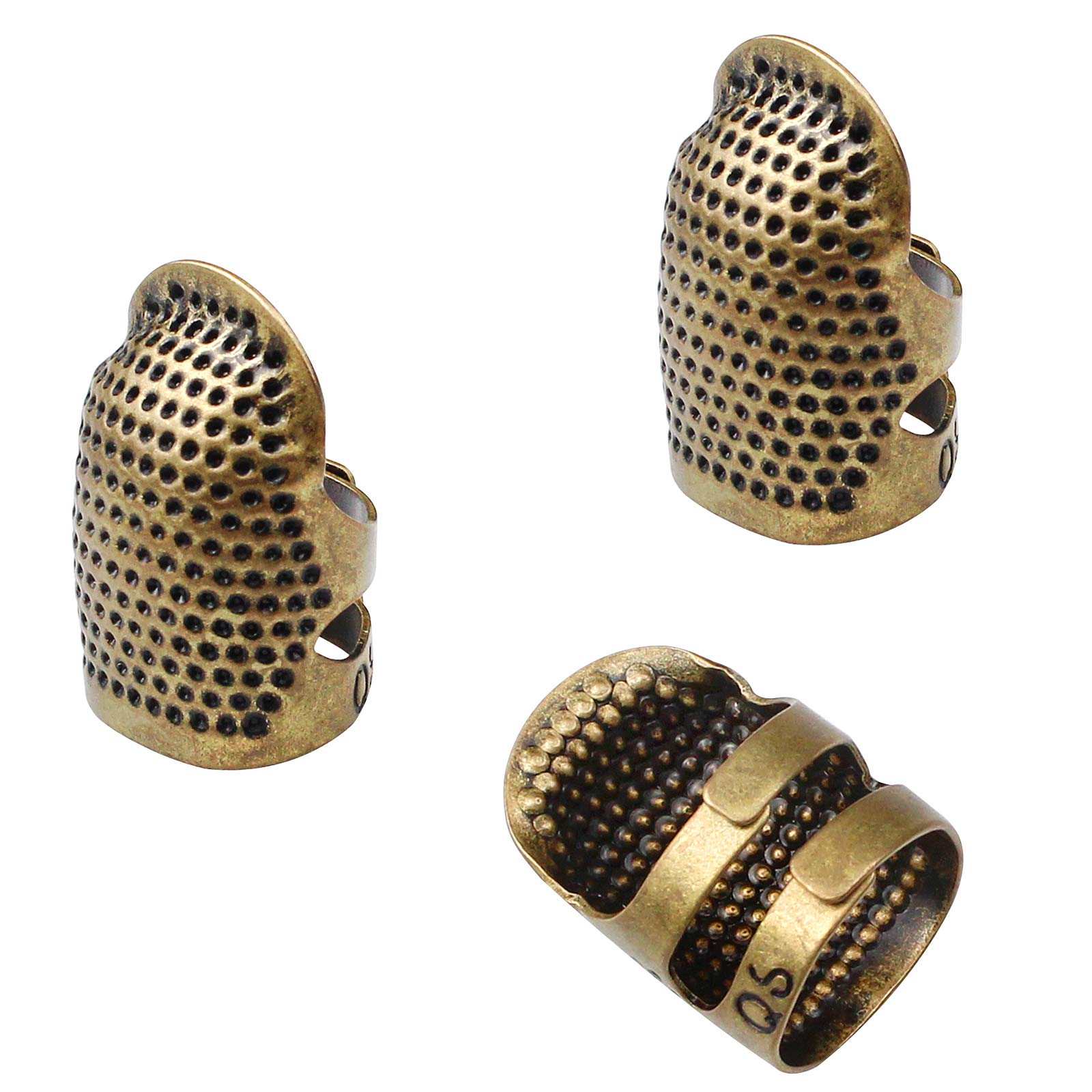 oupados 3Pcs Vintage Sewing Thimble Adjustable Finger Metal Shield Protector Sewing Craft Accessories for Sewing Embroidery Needlework Retro Hand Working,Mother's day- Size M