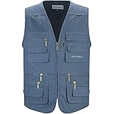 Men's Stone Washed Multi-pocketed Hunting Travel Fishing Utility Work Cargo Outerwear Outdoor Vest