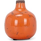 47th & Main Vintage Ceramic Vase 3.25" Mini, Round Orange