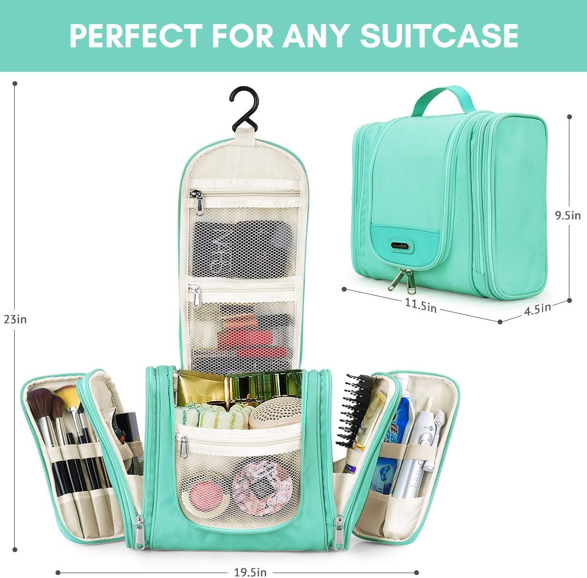 Extra Large Hanging Toiletry Bag for Women and Men, Travel Toiletries Organizer for Kids and Girls, Heavy Duty Cosmetic Makeup Bag with Hook, Waterproof Shaving Kit Bag Bathroom Shower Bag: Clothing