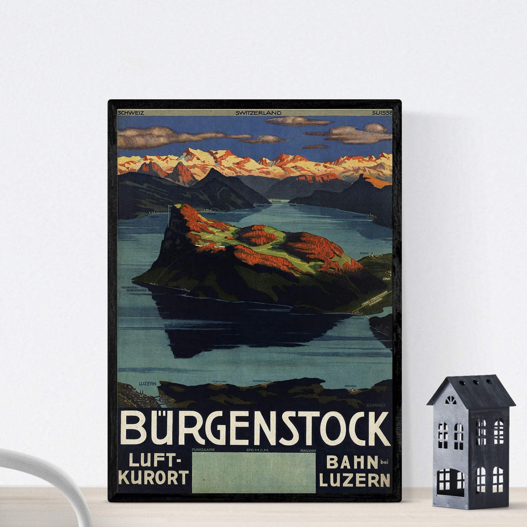 Nacnic Vintage Poster Vintage Poster Europe. Burgenstock travels. A4 size